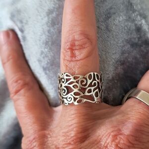 Intricate Silver Filigree Statement Ring Size 7